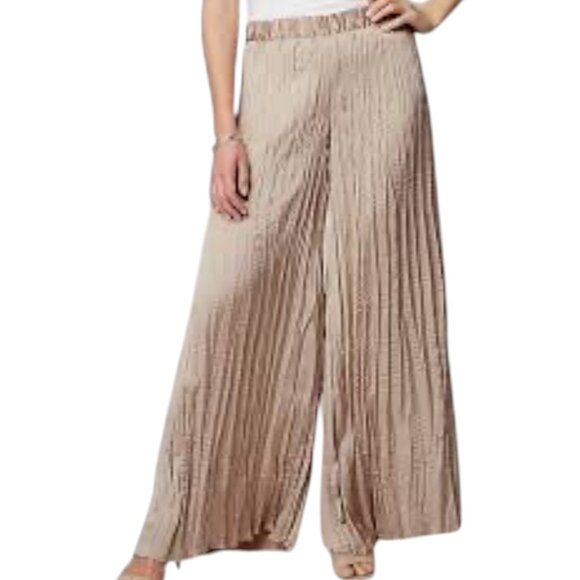 J Jill Crinkled Pleat Elastic Waist Wide Leg Pants, NWT, Mushroom, LP - Picture 1 of 8